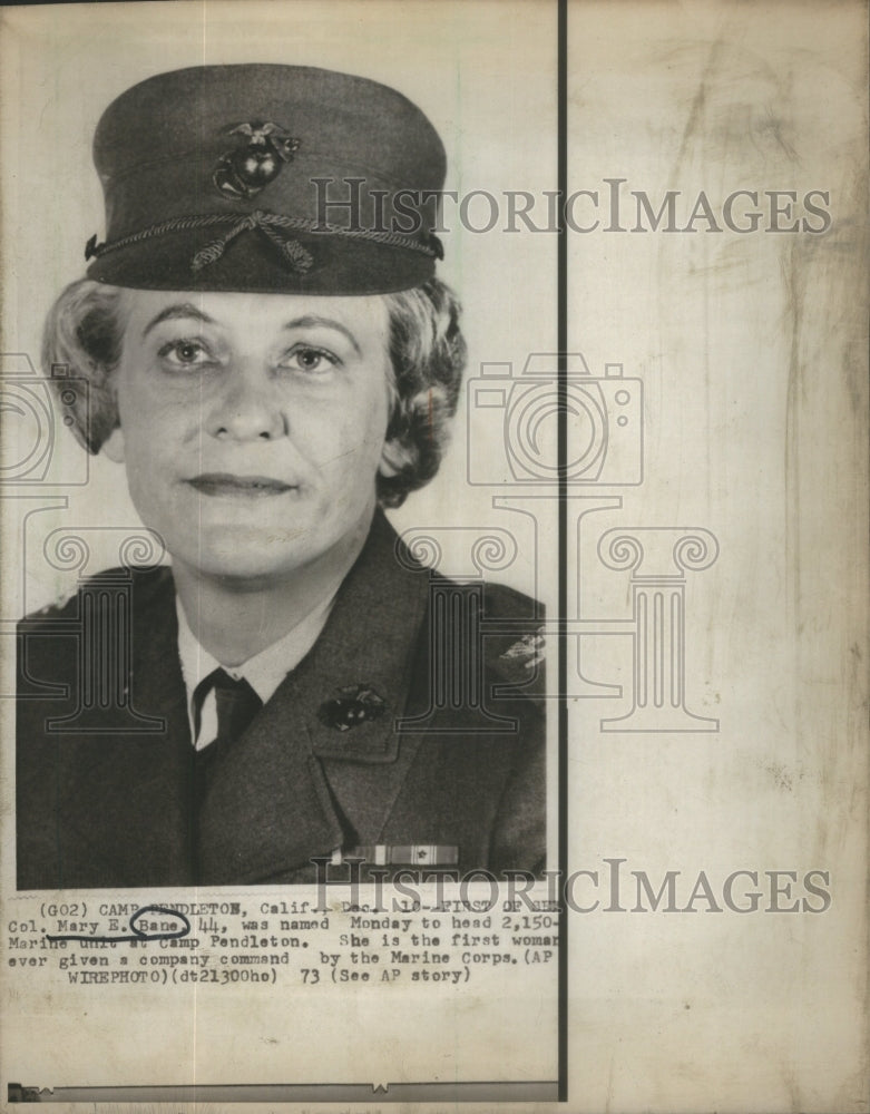 1973 Press Photo Marine Unit Head Col Mary Bane- RSA82715 - Historic Images