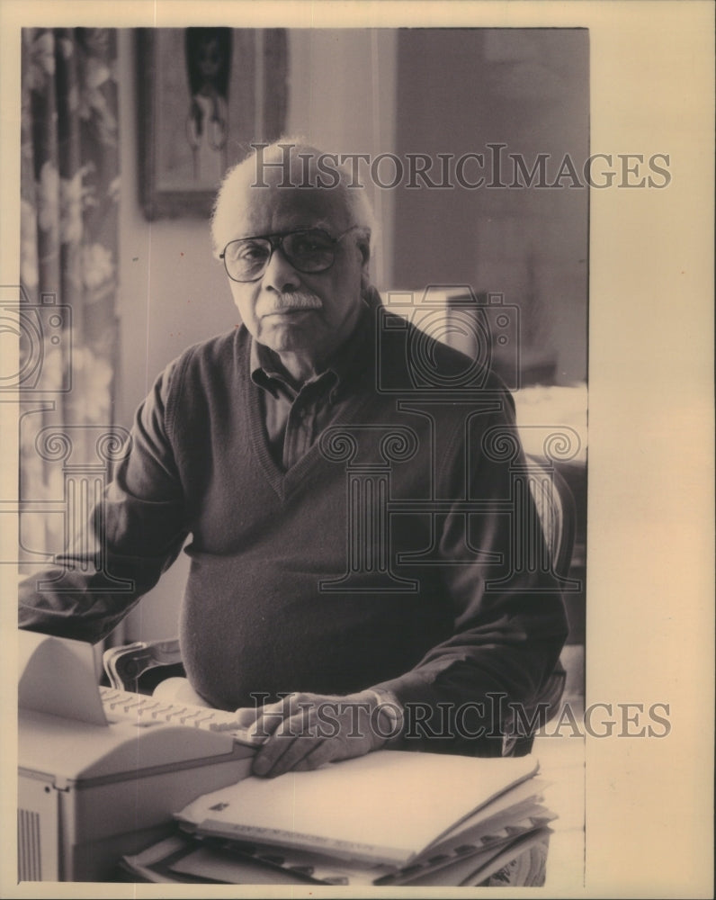 1993 Chicago Author Cyrus Colter Seated At Typewriter - Historic Images