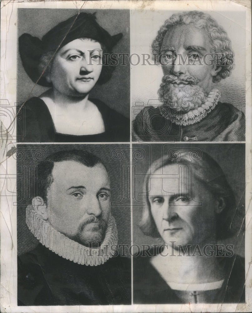 1951 Four Different Painted Portraits Of Christopher Columbus - Historic Images
