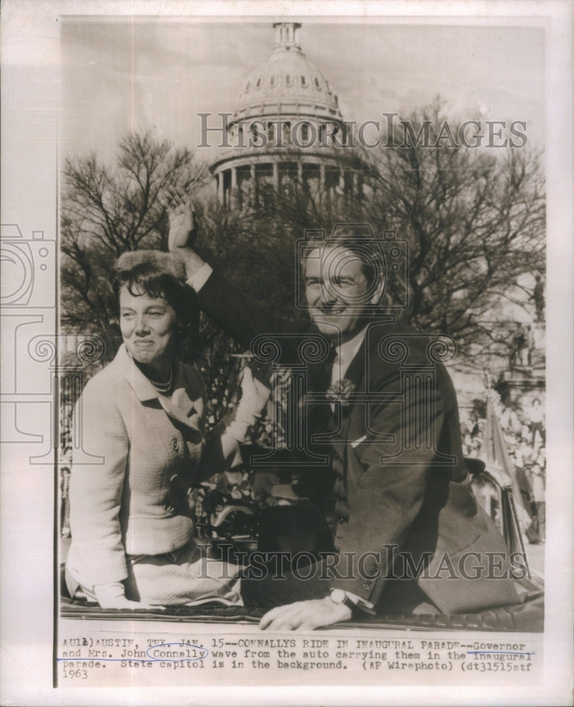 1963 Gov And Mrs John Connally Ride In Inaugural Parade - Historic Images