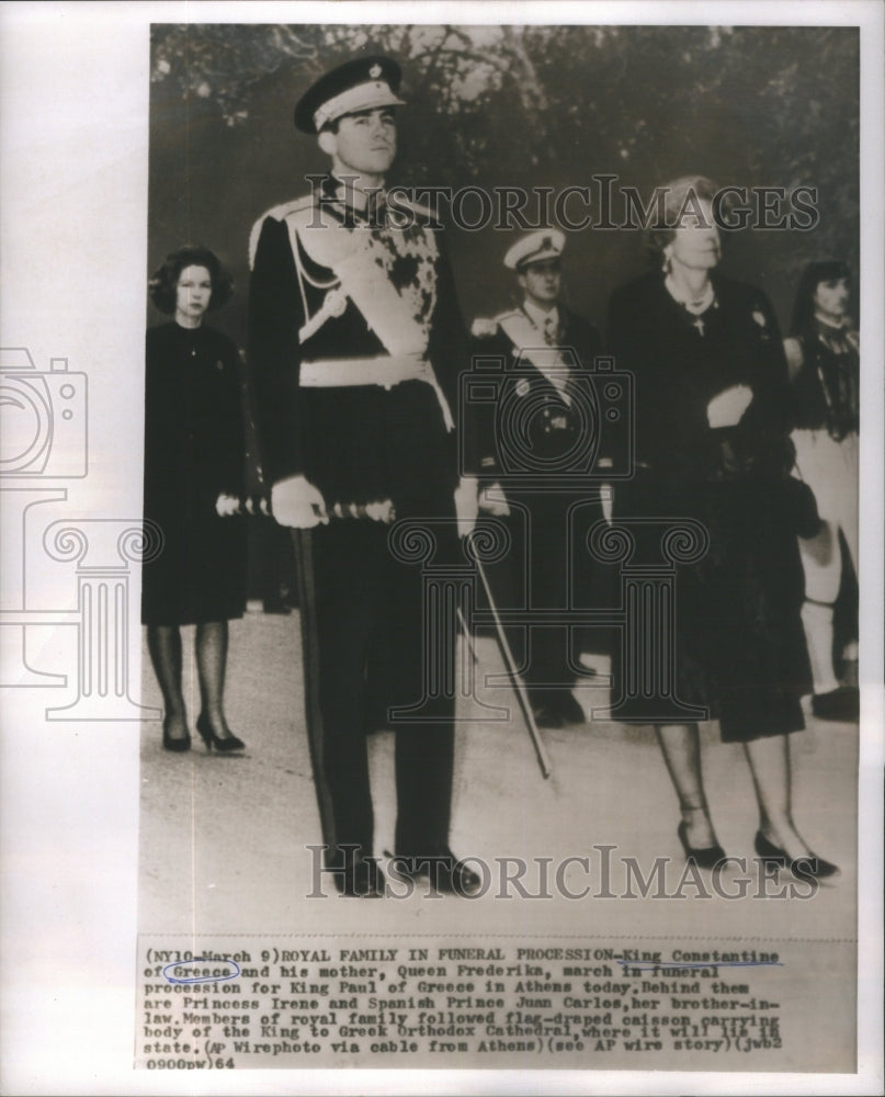 1964 King Constantine Greece Queen Frederika Funeral King Paul - Historic Images