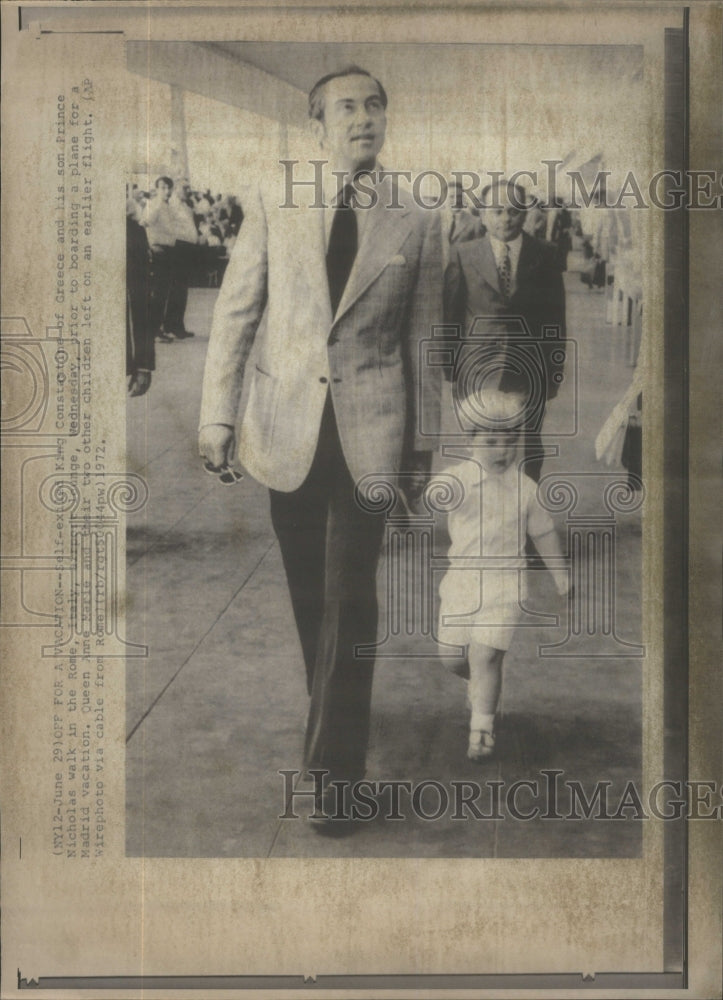 1972 self-exiled King Constantine Greece Prince Nicholas Italy - Historic Images