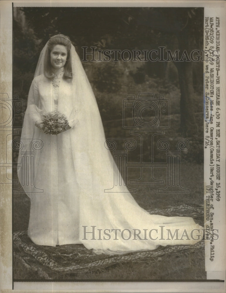 1969 Senator Daughter Hart Wedding Gown Portrait - Historic Images