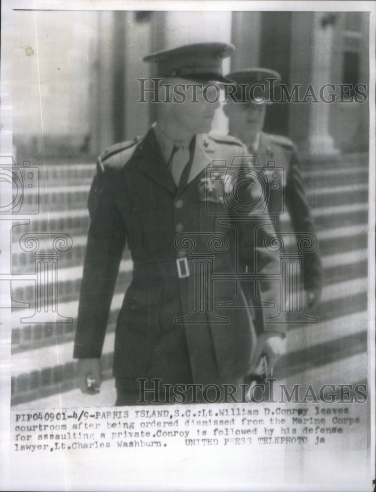 1957, Lt. William Conroy Dismissed Marine Corps Lt. Charles Washburn - Historic Images