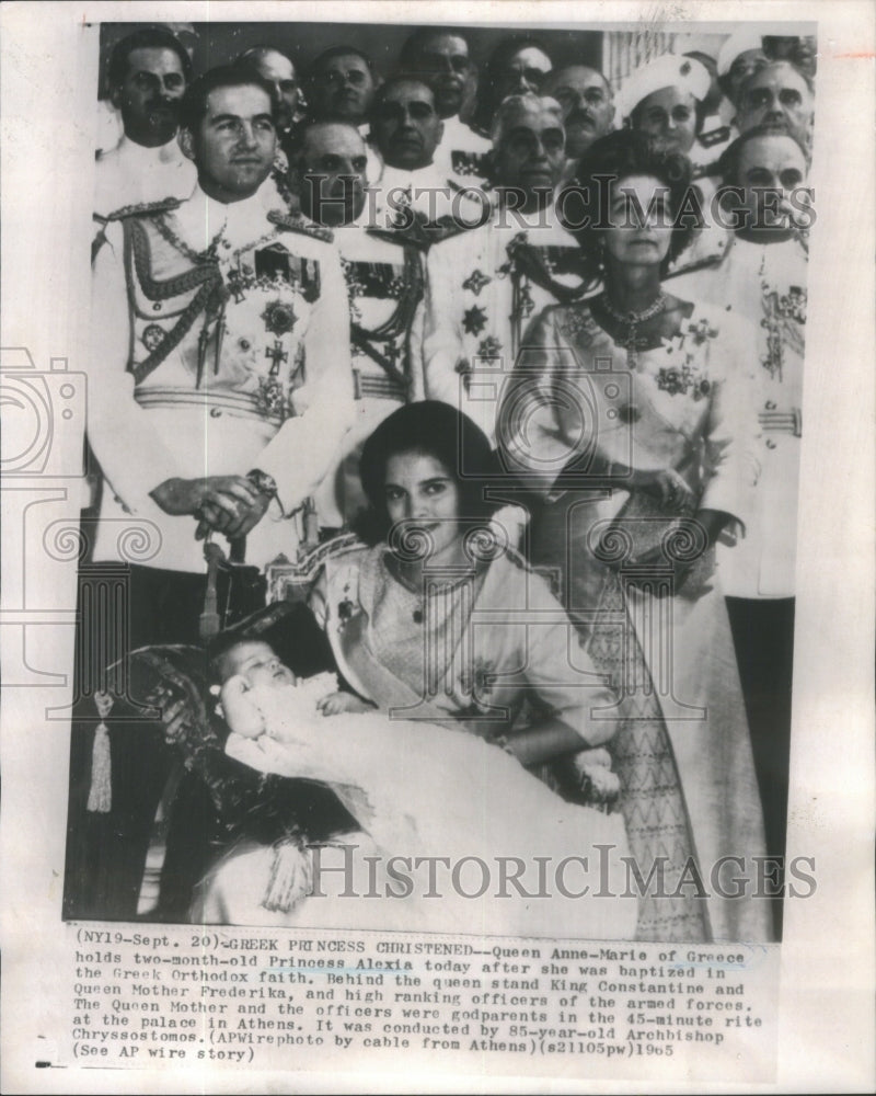 1965 Queen AnneMarie of Greece holds infant daughter Princess Alexia-Historic Images