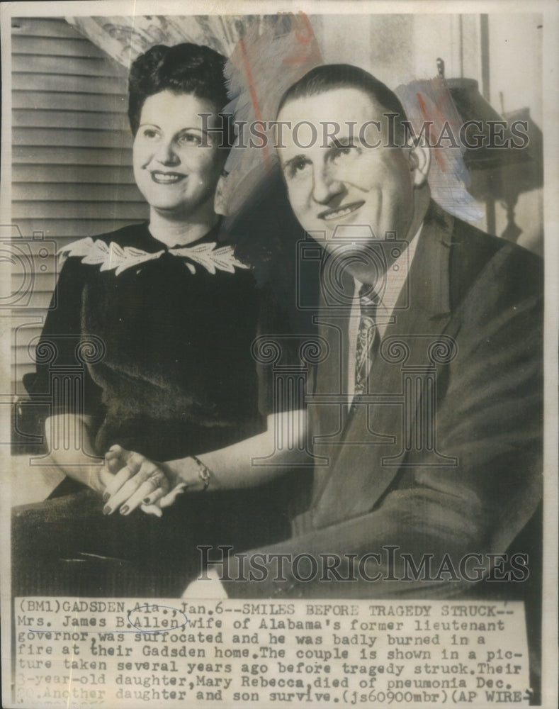 1956 Alabama's former lieutenant governor and his wife before fire-Historic Images