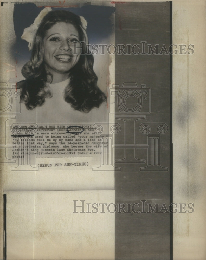 1972 Press Photo Jordan&#39;s new Queen Alia - Historic Images