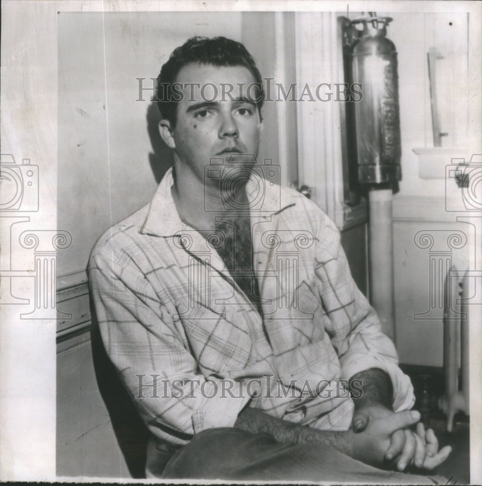 1957 Press Photo William Allen Illinois Insane Asylum escape Oakland Police - Historic Images