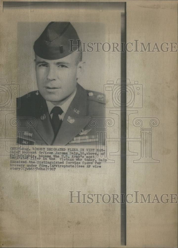 1967 Press Photo US Army Vietnam Most Decorated Flier Daly Military Portrait - Historic Images