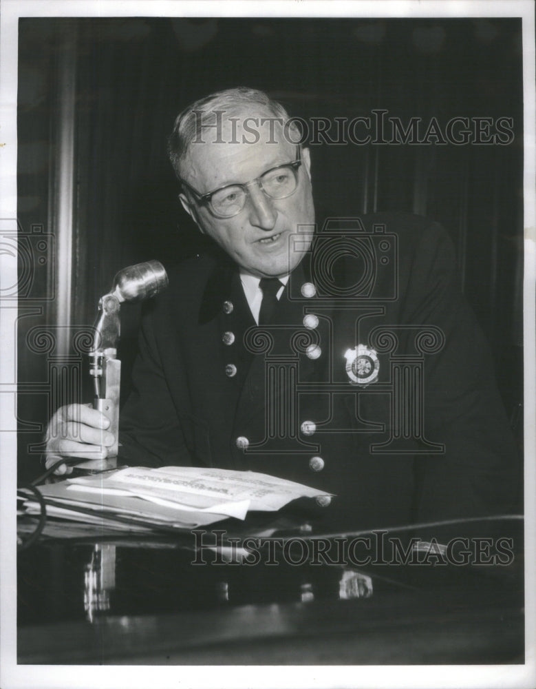 1959 Press Photo Raymond Daly Chief Fire Marshall America- RSA84753 - Historic Images