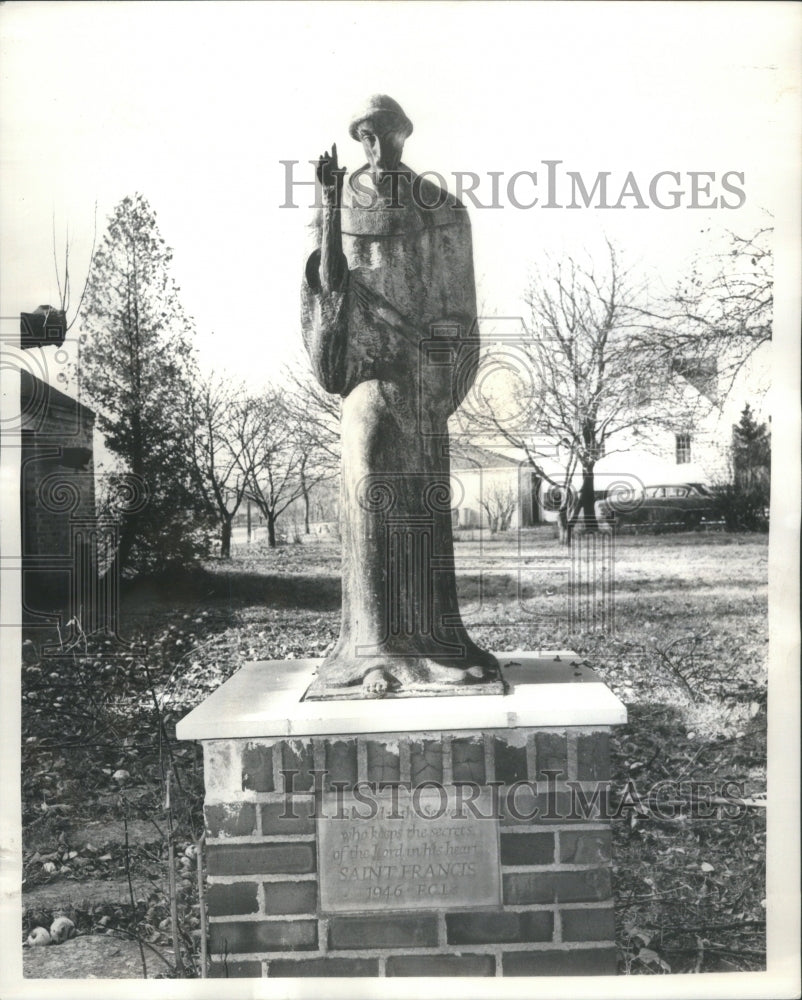 1963 Press Photo St. Francis Sculpture Childerley Chapel Alfeo Faggi- RSA85809 - Historic Images