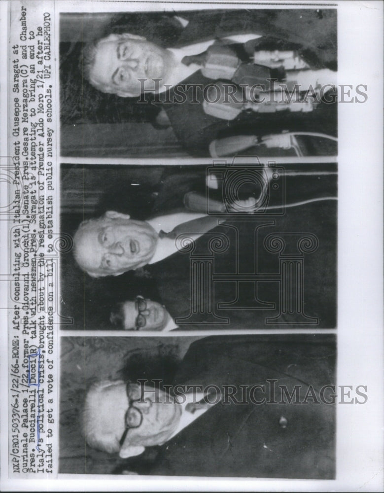1966 Presidents Gronchi Merzagora Ducci Meeting Rome - Historic Images