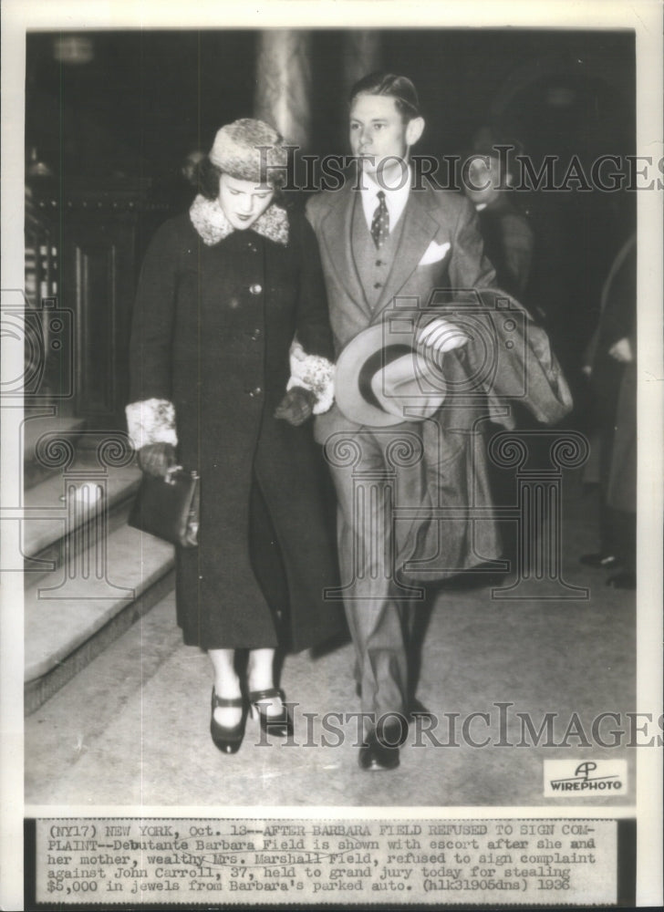 1936 Press Photo Débutante Barbara Field New York Socialite - Historic Images