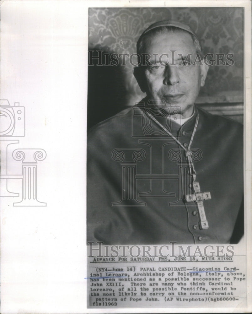 1963 Giacomino Cardinal lercaro Pope John XXI II Archbishop Italy - Historic Images