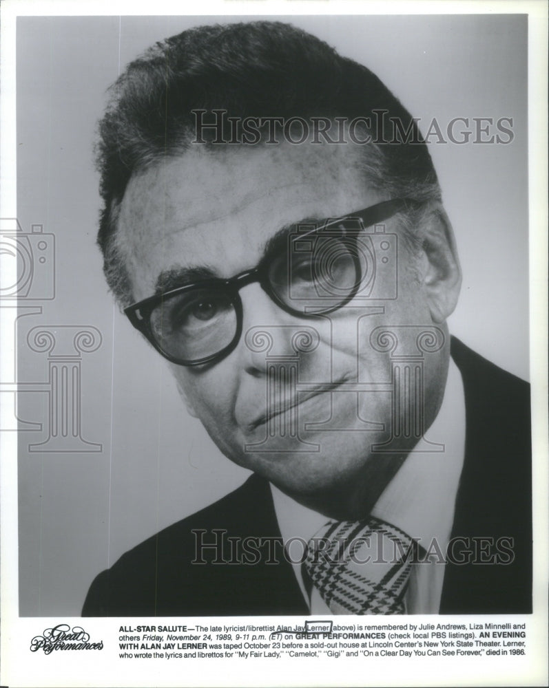 1989 Alan Jay Lerner lyricist &quot;An Evening with Alan Jay Lerner&quot; - Historic Images