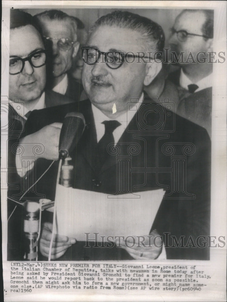 1960 Giovanni Leone Italian Chamber Deputies Rome Newsmen-Historic Images