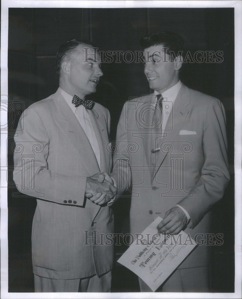 1954 Tommy Leonetti received award for Chicago's singer of the year-Historic Images