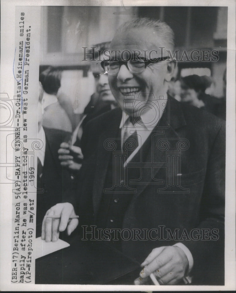 1969 Press Photo Dr. Gustav Heinemann (West German President) - Historic Images