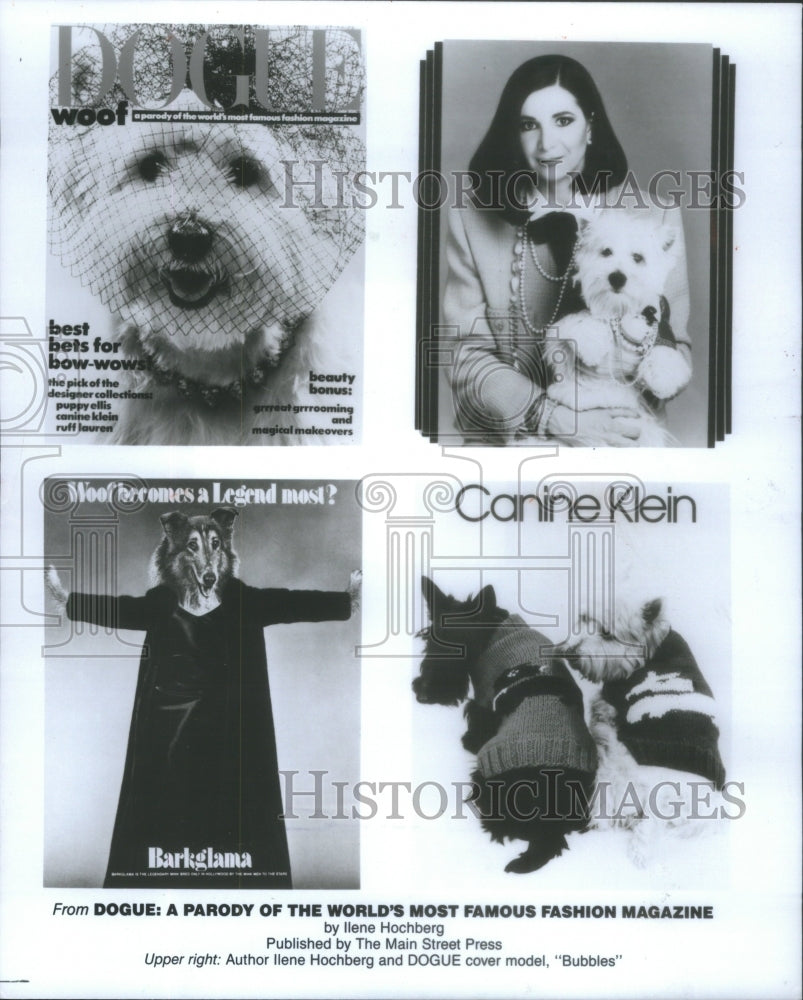 1986 Press Photo Dogue author, Llene Hochberg and her cover model, Bubbles. - Historic Images