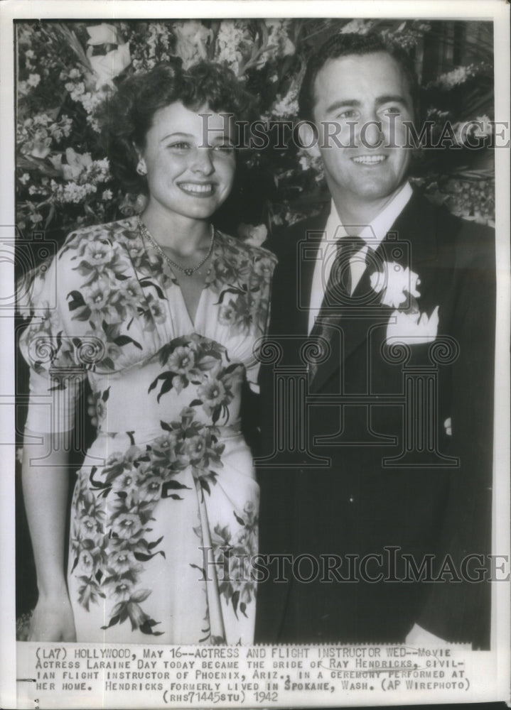 1942, Actress Day Flight Instructor Hendricks Wedding Day Portrait - Historic Images