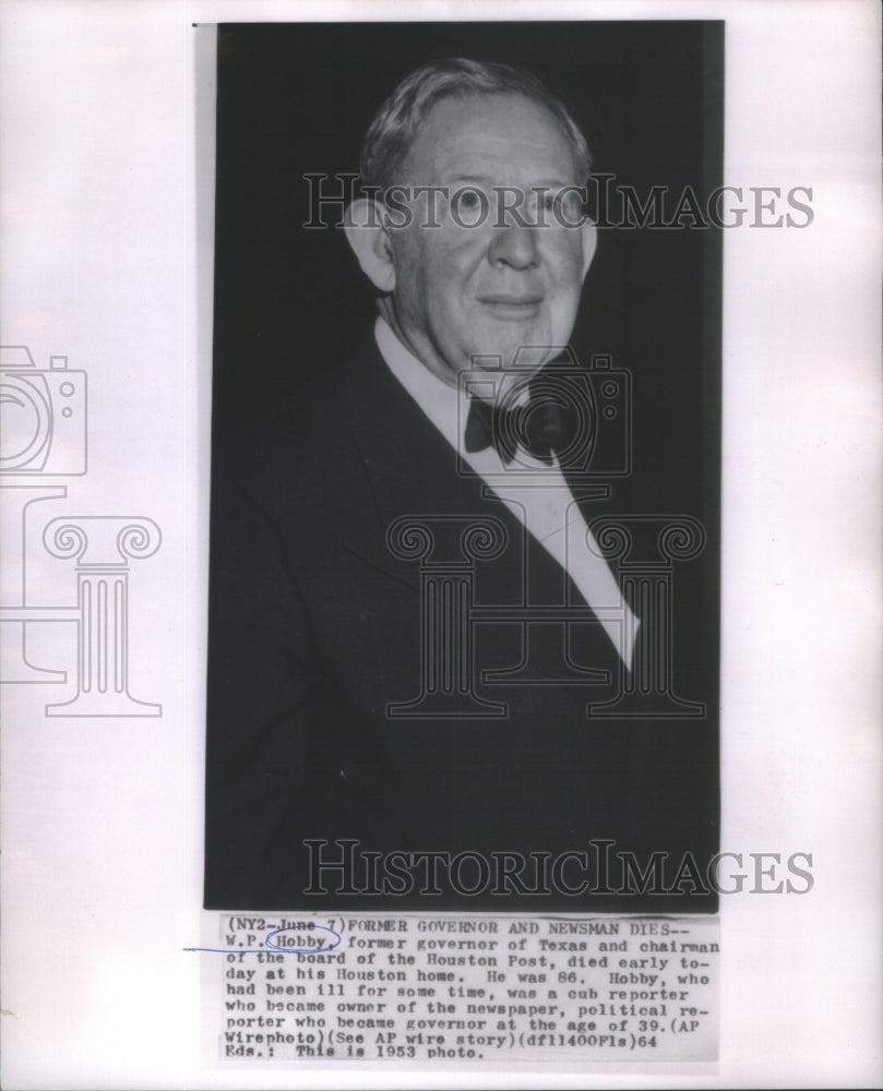 1964 Houston Post Chairman/ Texas Gov W.P. Hobby Dies - Historic Images