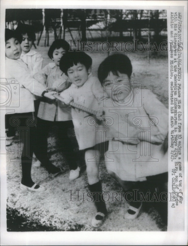 1966 Prince Hiro enjoying a game of tug of war.-Historic Images