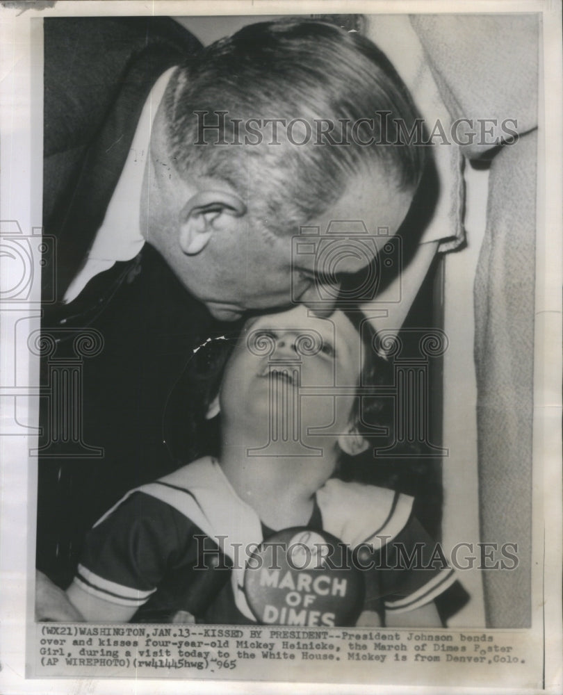 1965 President Johnson Kissing March of Dimes Poster Girl-Historic Images