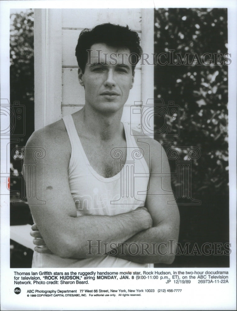 1990 Press Photo Thomas Ian Griffith Rock Hudson Monday Night Football Movie - Historic Images