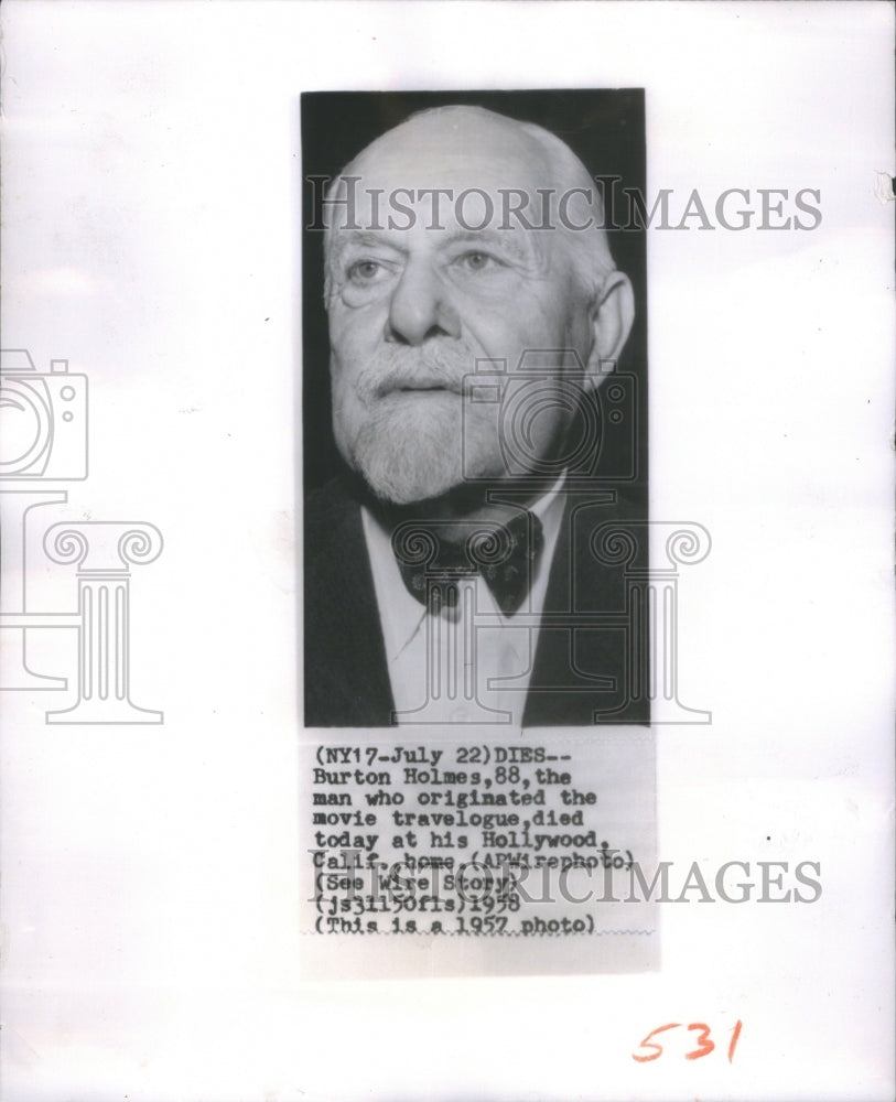 1958 Burton Holmes, Originated the Movie &quot;Travelogue&quot; - Historic Images