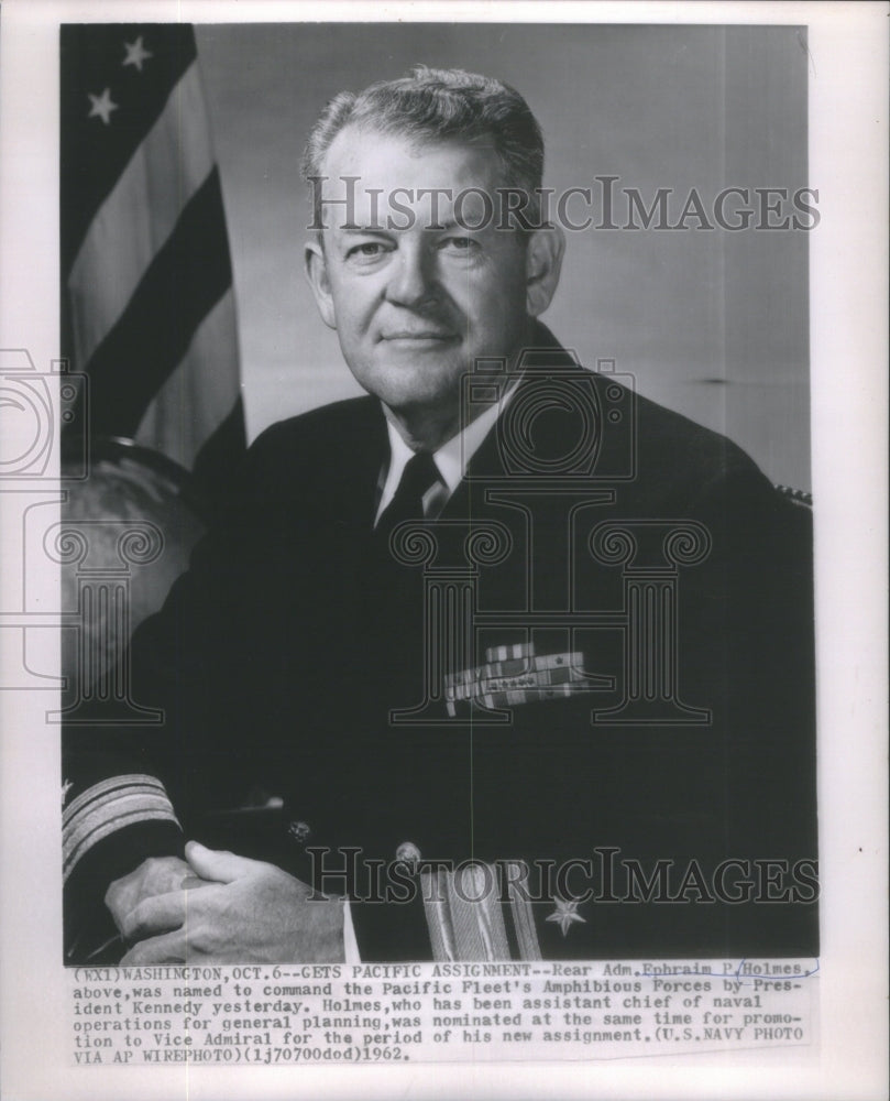 1962 Rear Admiral Ephraim Holmes commander of the Pacific Fleet - Historic Images