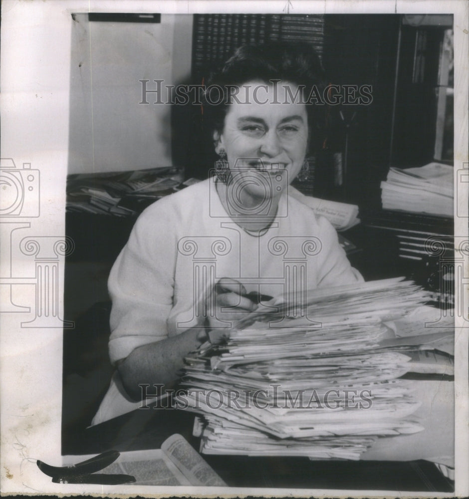 1963 Rep. Martha Griffiths of Michigan displays stacks of mail - Historic Images