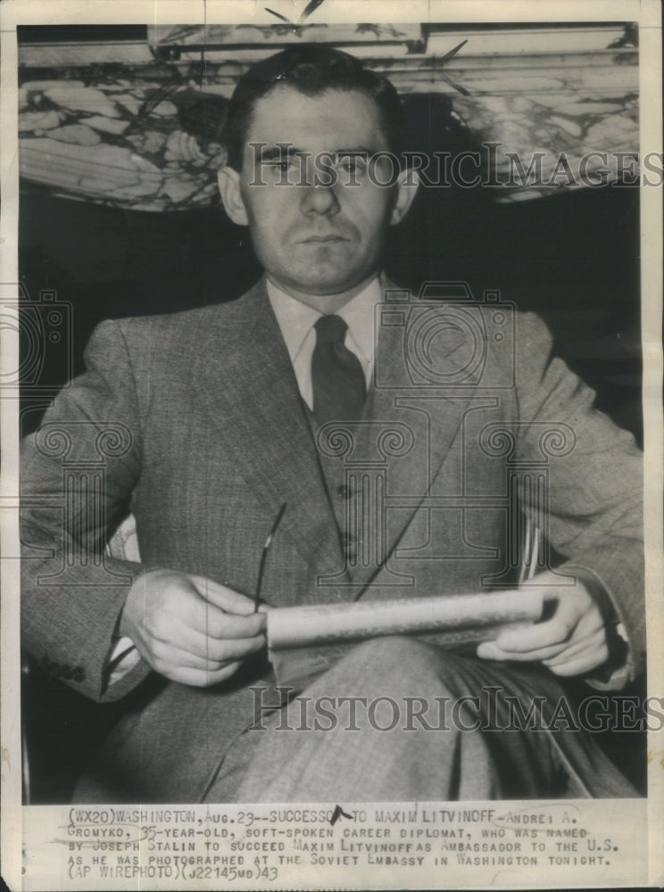 1943 Soviet Ambassador To USA Replacement Gromyko Portrait - Historic Images