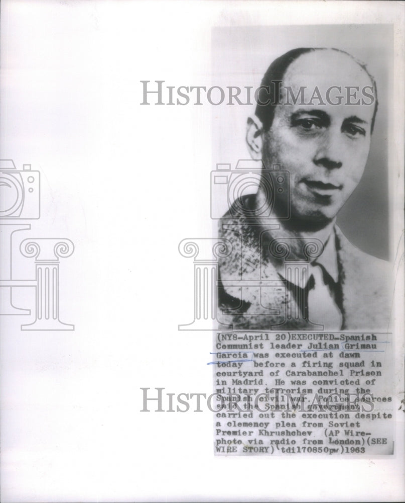 1963 Spanish Communist Leader Garcia Portrait Execution Article-Historic Images