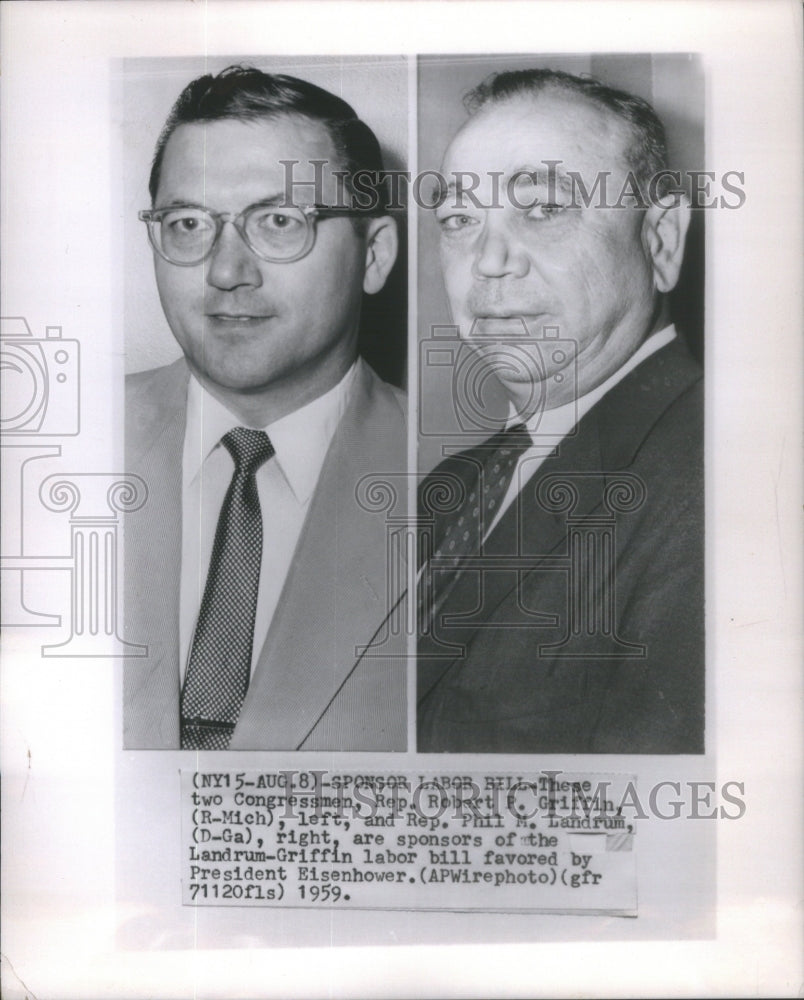 1959 Representatives Griffin Landrum Labor Bill Sponsors - Historic Images