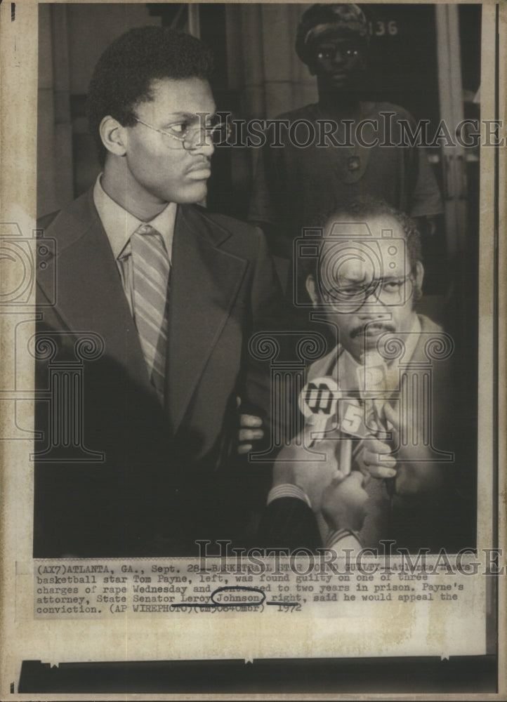 1972 Press Photo Atlanta Hawks Player Payne After Rape Conviction- RSA91273 - Historic Images