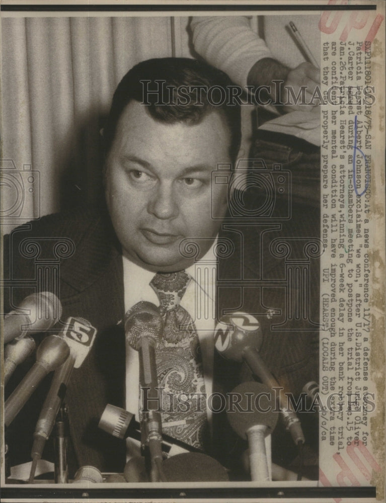 1975 Patricia Hearst&#39;s Defense Attorney Albert Johnson - Historic Images