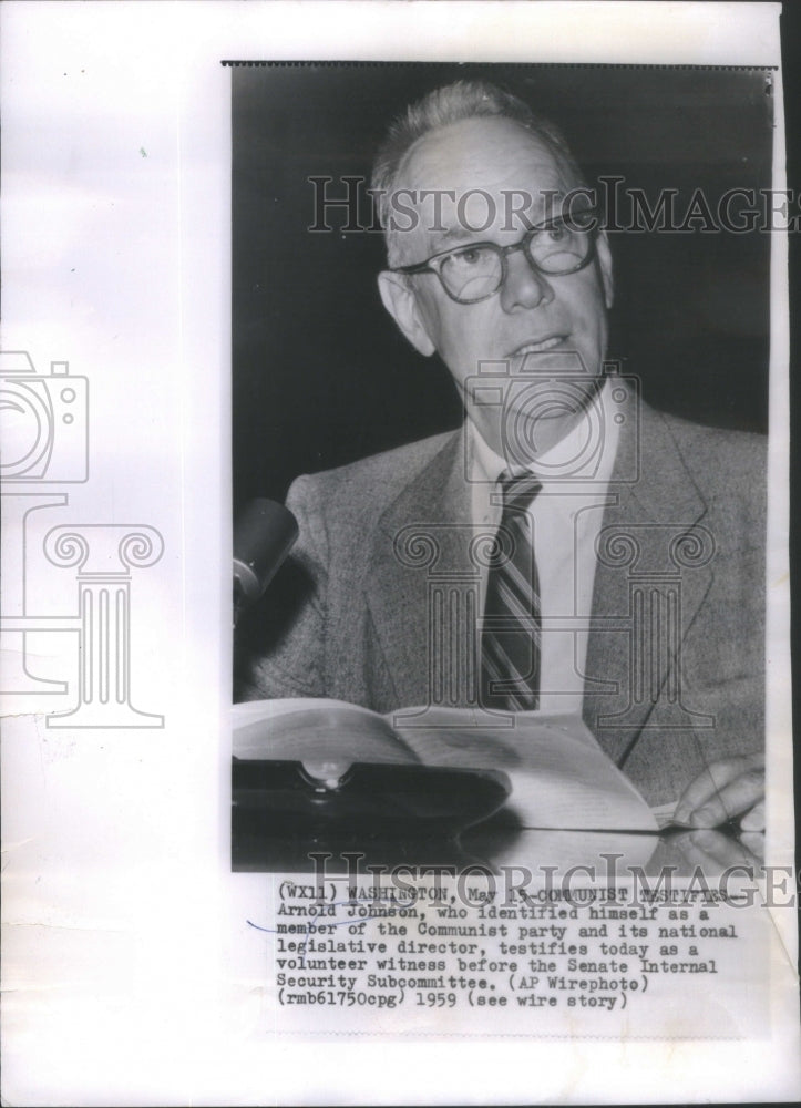 1959 Arnold Johnson Communist party National Legislative Director - Historic Images