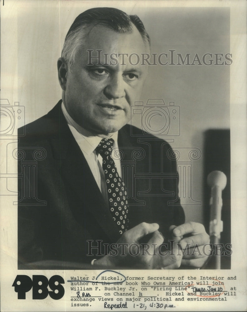 1972 Walter Hickel America William Buckley Author former Secretary - Historic Images