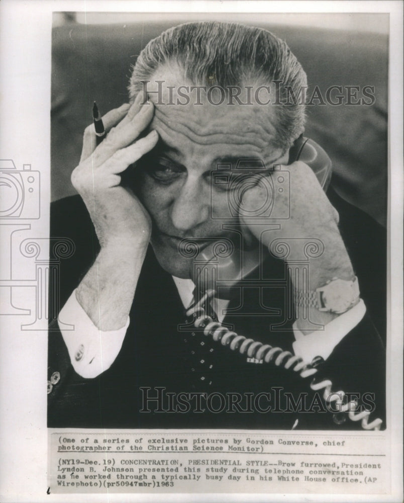 1963 Brow President Lyndon Furrowed Johnson-Historic Images