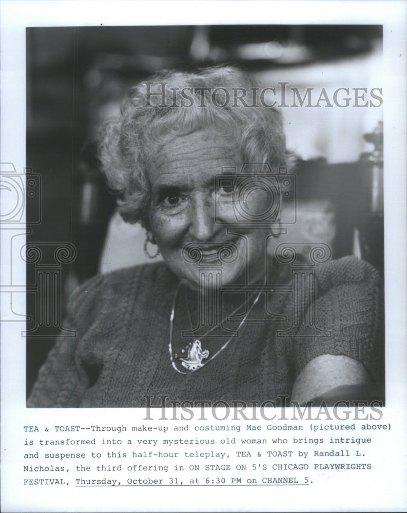 1985, Tea And Toast Teleplay Actress Goodman Old Woman Makeup - Historic Images