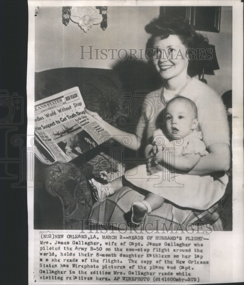 1949 Mrs. James Gallagher, Wife Of Air Force Captain, And Baby - Historic Images