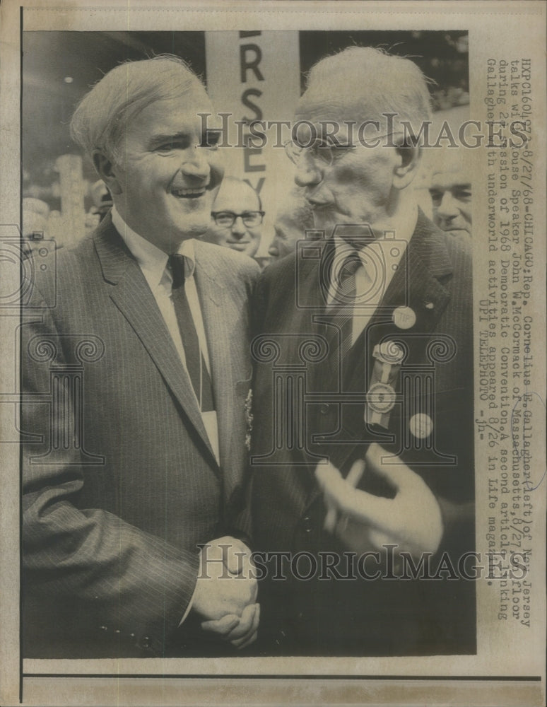 1968 Press Photo Representative Gallagher Speaking With House Speaker McCormack - Historic Images