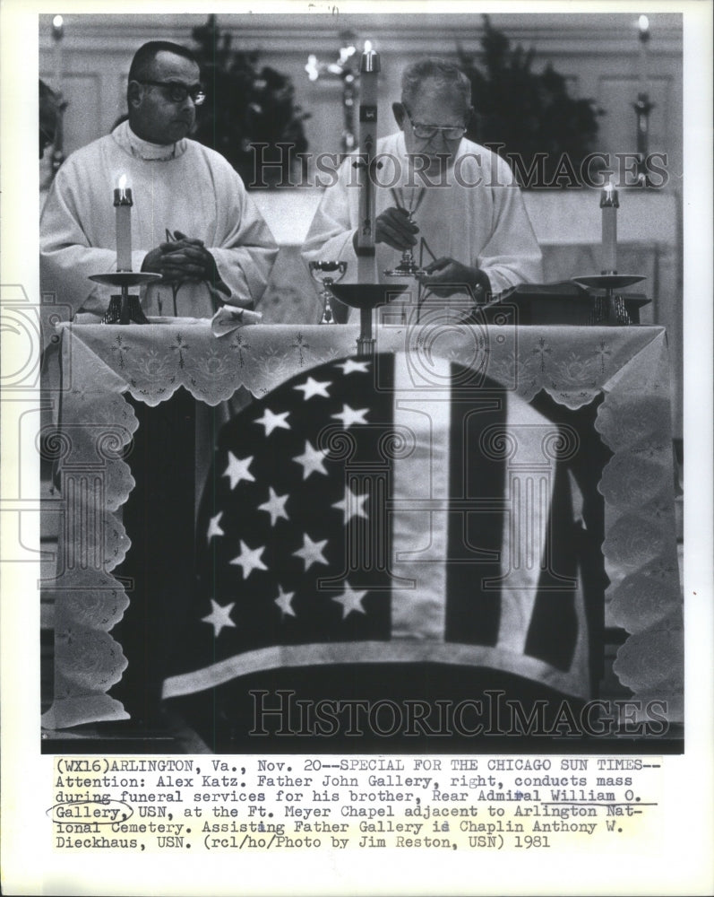 1981 Rear Admiral Gallery Funeral Services Brother Conducting Mass - Historic Images