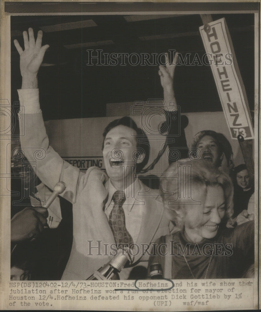 1973 Fred Hofheinz wife jubilation won election mayor Houston - Historic Images