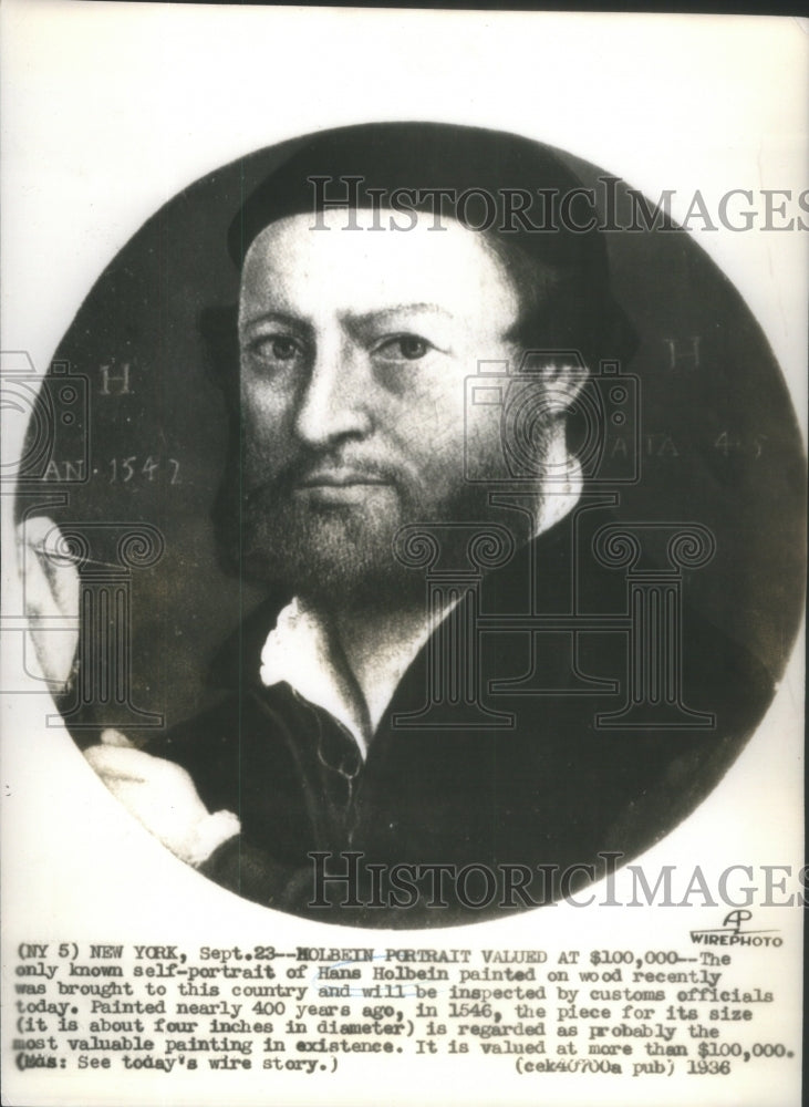 1936 The Only Known Self-Portrait Of Hans Holbein Painted On Wood - Historic Images