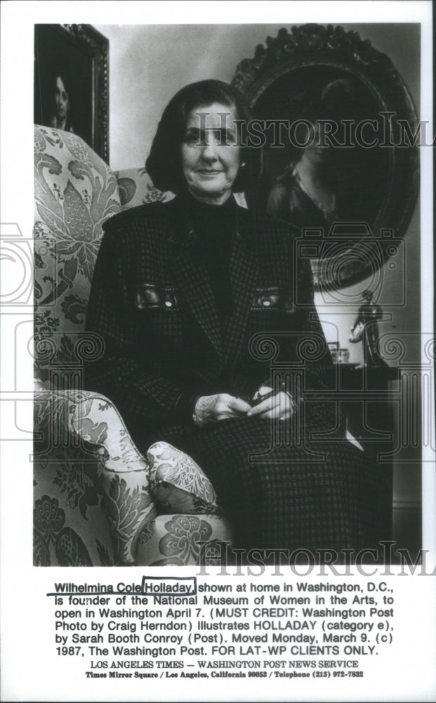 1987 Photo National Museum Of Women In The Arts Founder Wilhelmina Holladay - Historic Images