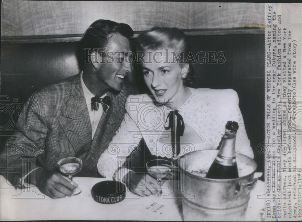 1946 Actor Jeffrey Lynn with Fiancee Robin Chandler Tippett - Historic Images