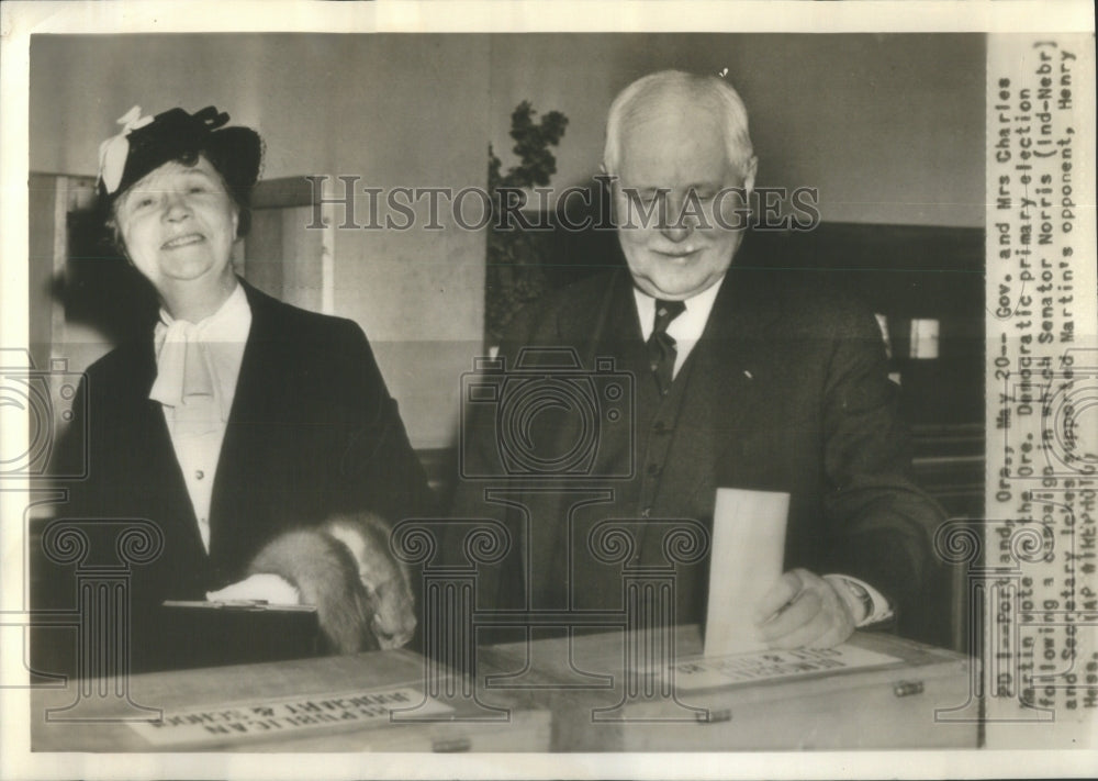  Gov and Mrs Charles Martin vote in the Oregon Democratic Primary - Historic Images