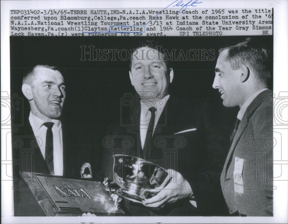 1965 NAIA Wrestling Coach of the Year Russ Howk Bloomburg College - Historic Images