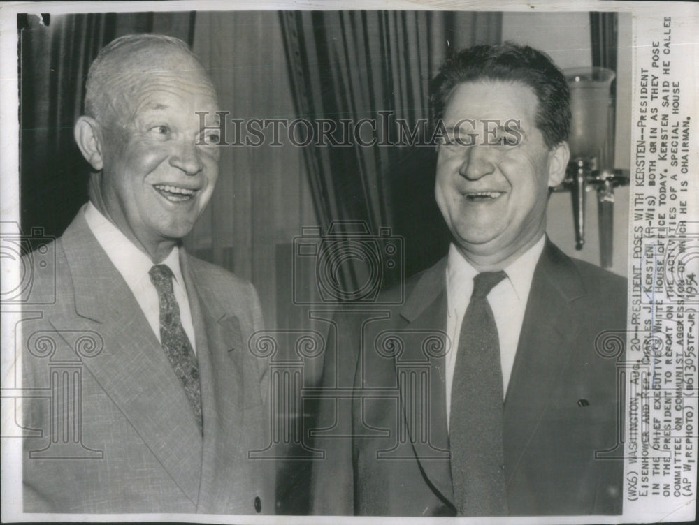 1954 President Eisenhower &amp; Rep. Charles J. Kersten - Historic Images